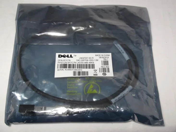 (image for) 0P7C7N Dell 1M QSFP28 to QSFP28 DAC Extension Cable
