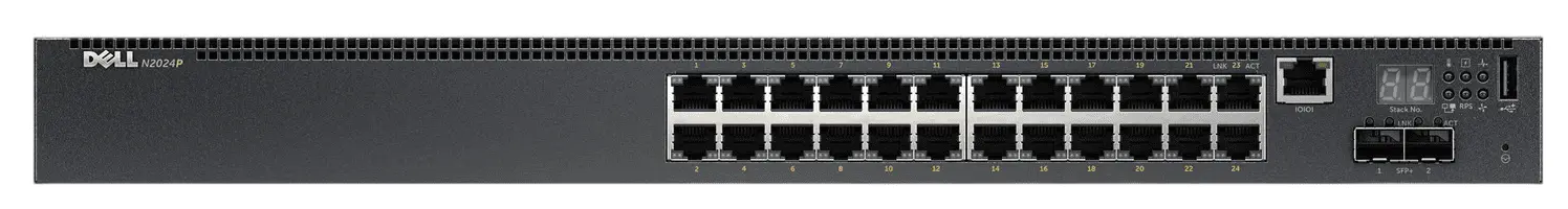 (image for) 0P06N DELL PowerConnect N2024P 24x1GB BASE-T 2x10GB SFP+ PoE Switch