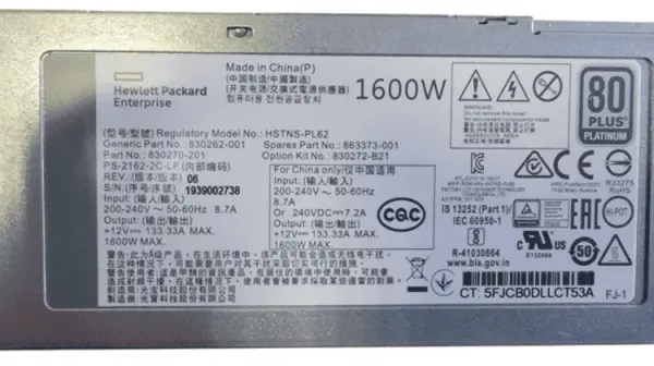 (image for) 830270-201 HPE ProLiant DL380 G10 1600W Server Power Supply