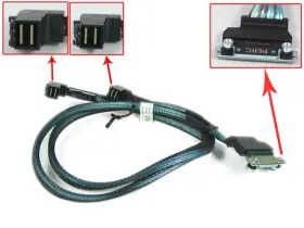 (image for) F037K Dell PowerEdge R730 Dual 12Gb SAS SFF-8643 PERC H330 Cable