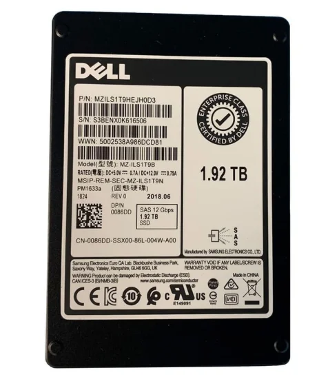 (image for) MZILS1T9HEJH0D3 Samsung 1.92TB SAS 12Gbps 2.5in RI SSD