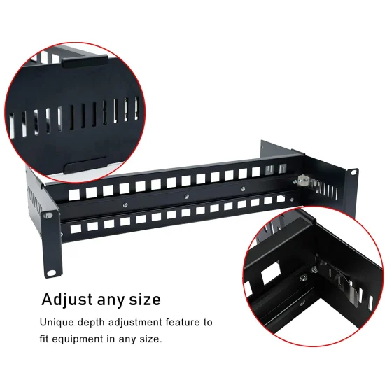 (image for) NP-DR190-Black 19In Rack Mount Adjustable DIN-Rail Bracket 2U