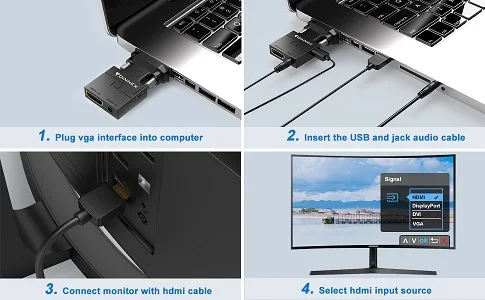(image for) VGA to HDMI Adapter with Audio-Female VGA to Female HDMI