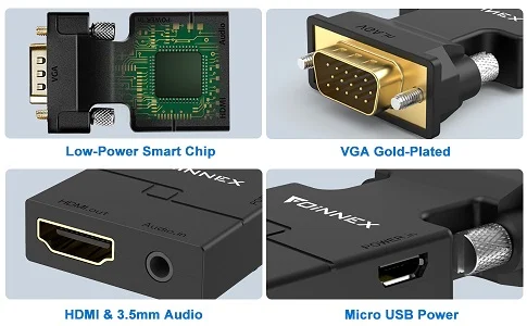 (image for) VGA to HDMI Adapter with Audio-Female VGA to Female HDMI