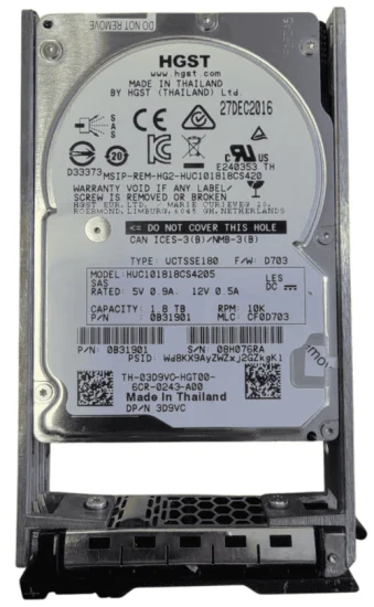 (image for) WHR0G Dell 1.8TB 12G 10K 2.5in SED SAS HDD in G176J Caddy