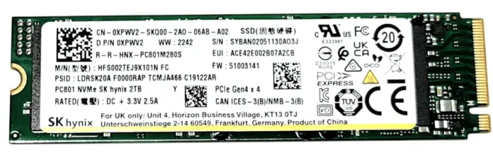 (image for) XPWV2 DELL/SK Hynix 2TB PC801 M.2 NVME PCIE Solid State Drive