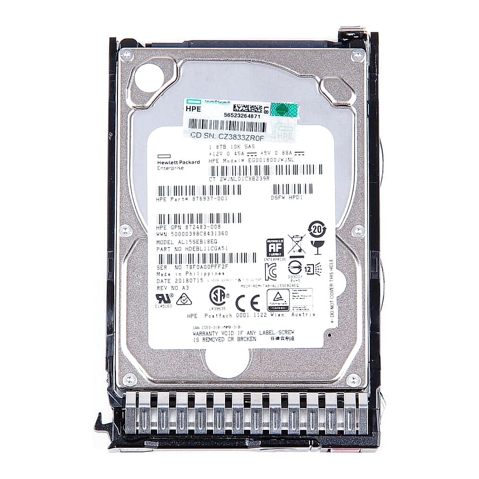 876937-001 HP G8-G10 1.8TB 12G 10K 2.5in SAS HDD