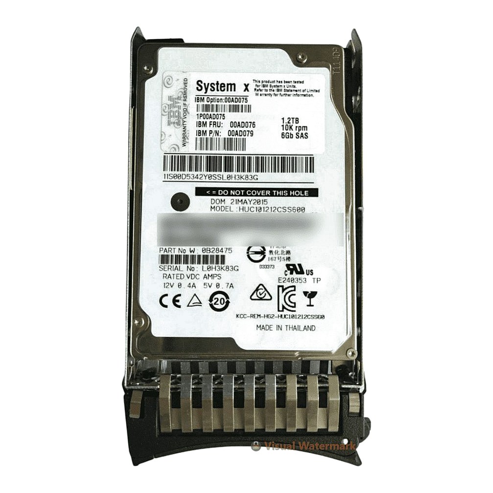 00AD075 IBM 1.2TB 10K 6G 2.5in SAS G2HS HDD