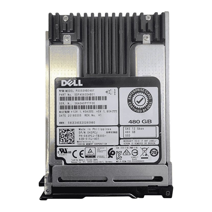 043PCJ Dell 480GB 12G 2.5in MLC SAS MU SSD w/G176J Caddy